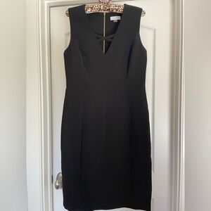 Elegant Black Sleeveless Dress with Neck Cut Out Detail